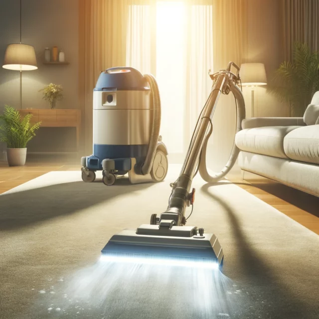 DALL·E 2025-03-12 12.08.36 - A professional carpet cleaning scene with a modern cleaning machine removing dirt from a luxurious rug. The image showcases deep cleaning in action, w